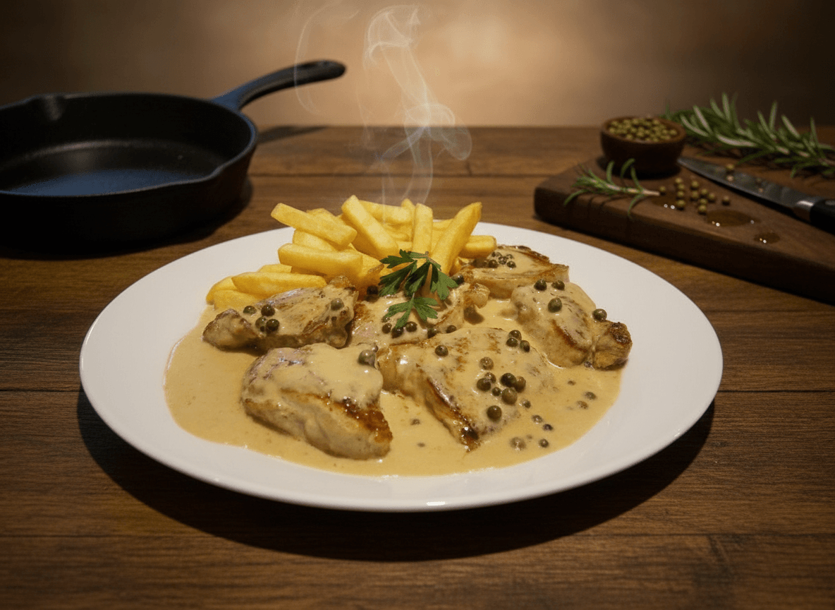 Solomillo de cerdo a la pimienta verde